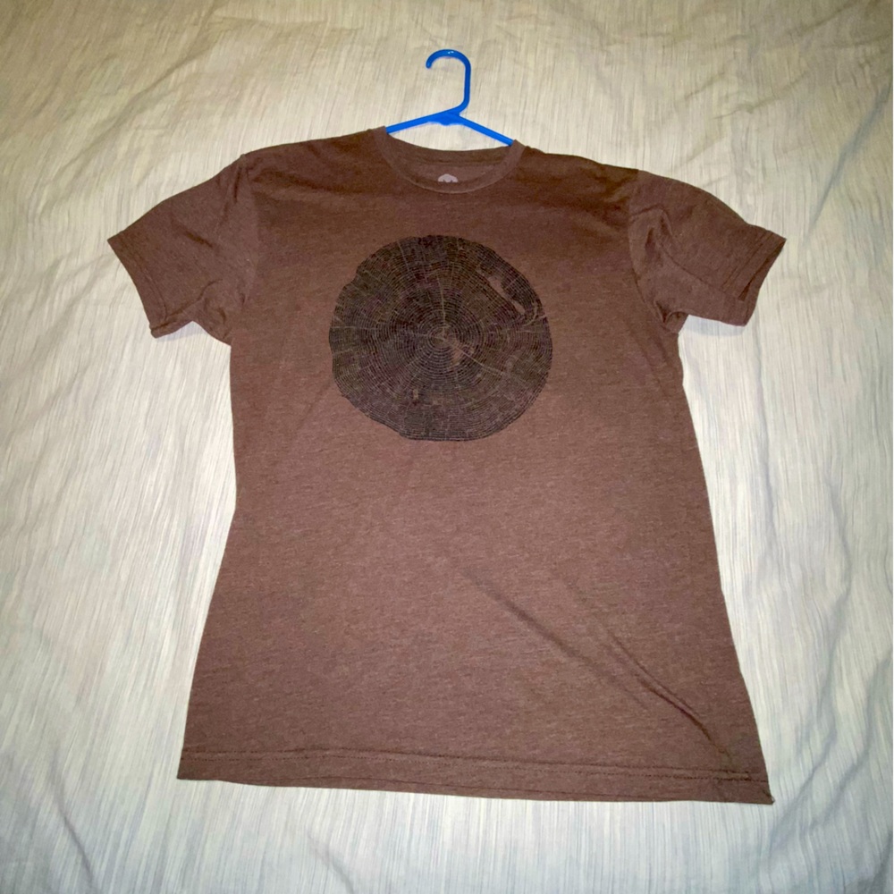 Brown T-Shirt with Black Circle tree Design size medium